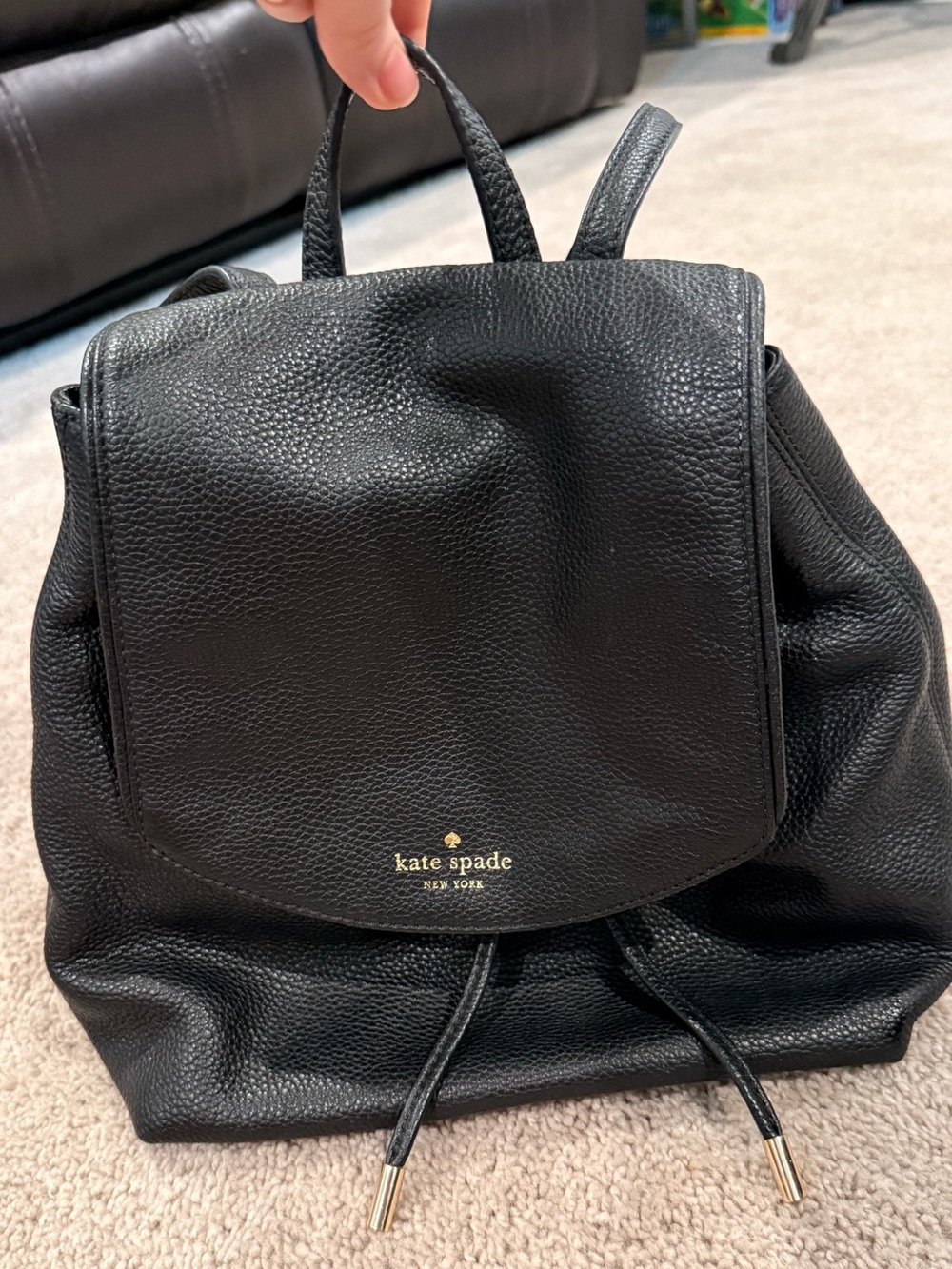 Kate Spade Black Pebbled Leather Backpack